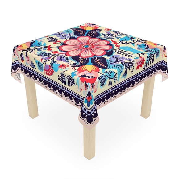 Boho Tablecloth | Vintage Tablecloth | Floral table cloth | Rectangle Square - Picture 3 of 5